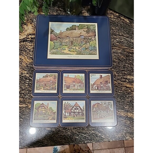 Harrods English Countryside Hard Place Mats, Set of 6, original box W/6 COASTERS - Picture 9 of 14
